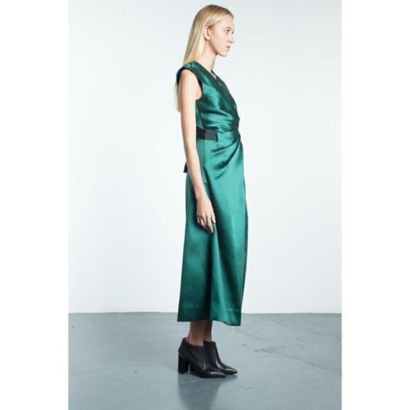 Tia Cibani Cypress Wrap Dress Deep Green Holiday Dress Size 2 - Picture 2 of 11